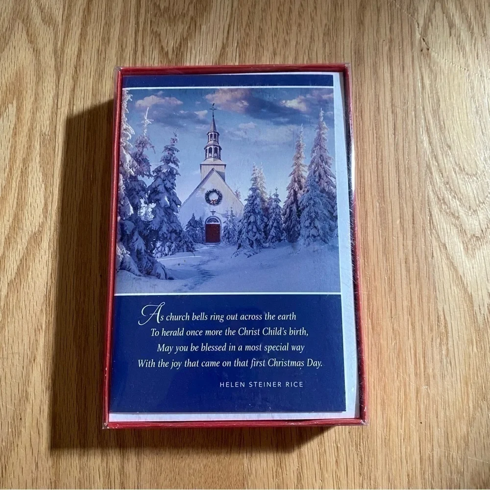 Christmas Cards 16 W/ Envelopes Church Snow Religious NEW